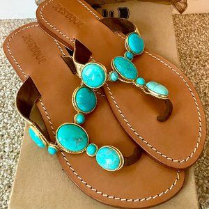 Mystique Turquoise Stone Thong Sandals